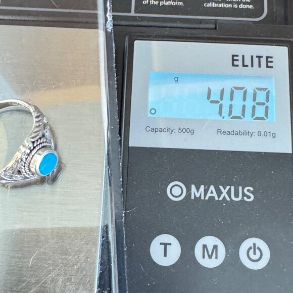 VTG Sterling Silver 925 Turquoise Bezel Set Swan Design Shoulders Ring Size 6 - Picture 10 of 10